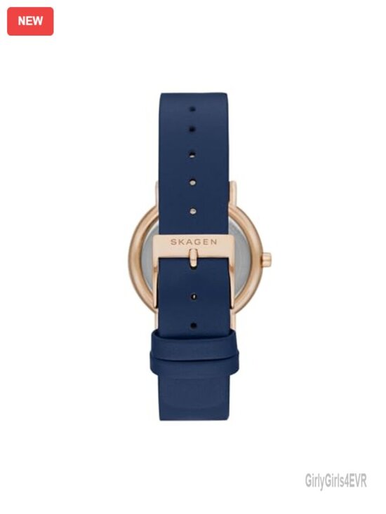 30mm Quartz Wrist Watch with Rose Gold Stainless Steel Case and Blue Leather main image 4